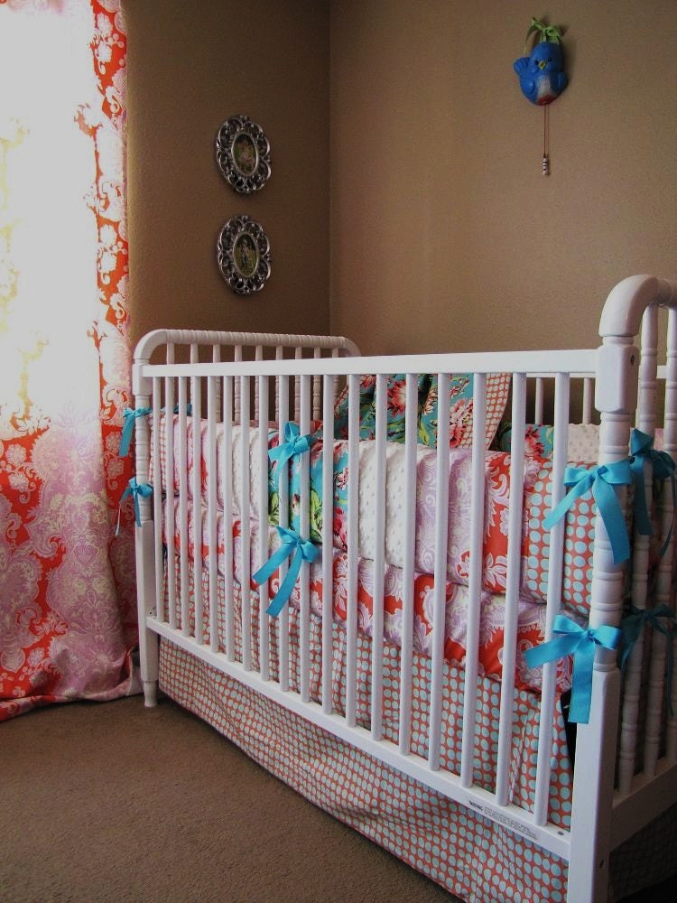 Baby girl bedding in Bliss      includes bumper set, crib skirt and fitted sheet
