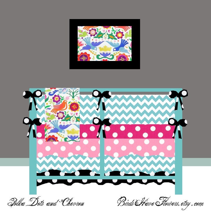 Polka Dots and Chevron baby bedding - you choose prints and I make them to order