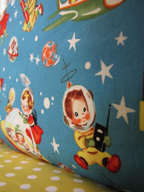 Baby BOY bedding in RETRO ROCKETS bumper set fitted crib sheet and crib skirt and extras