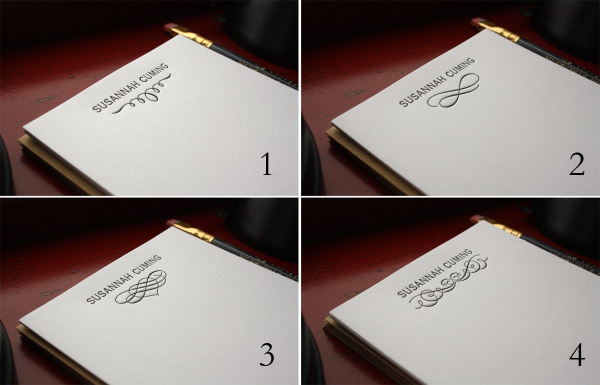 Personalized Letterpress Notecards with Printed Envelopes - One Flourish : Set of 25