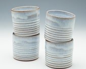 Four Snowy White Ribbed Cups - MADE TO ORDER