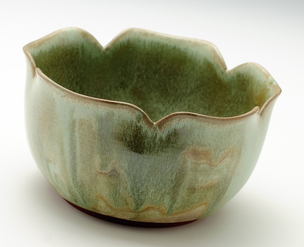 Soft Green Flower Bowl by adventuresinclay on Etsy