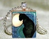 Scrabble Pendant - Scrabble Tile Jewelry - Black Cat in Moonlight Scrabble Tile Pendant with Necklace and Matching Gift Tin