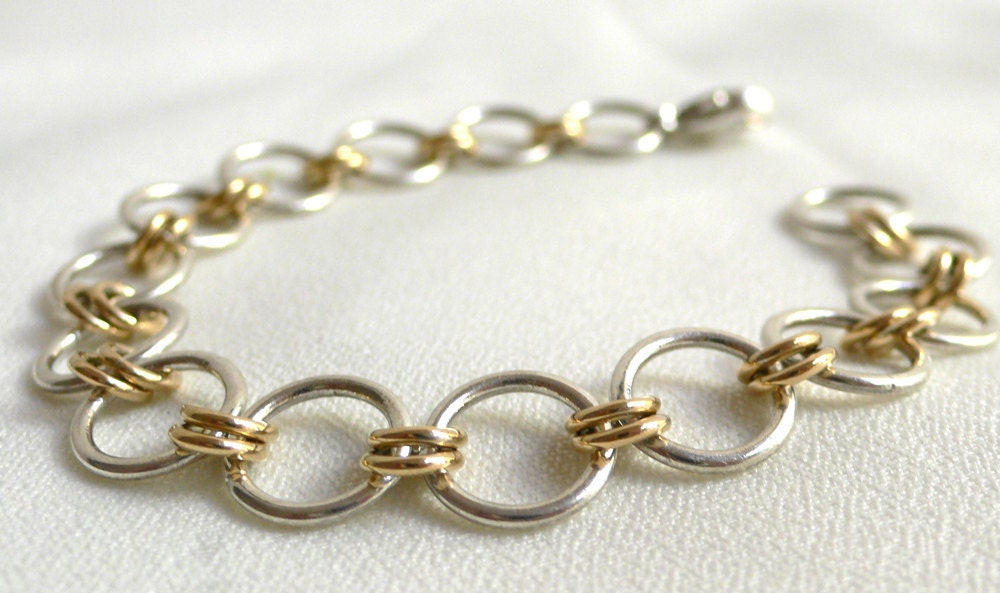 14k Gold & Sterling Silver Charm Bracelet