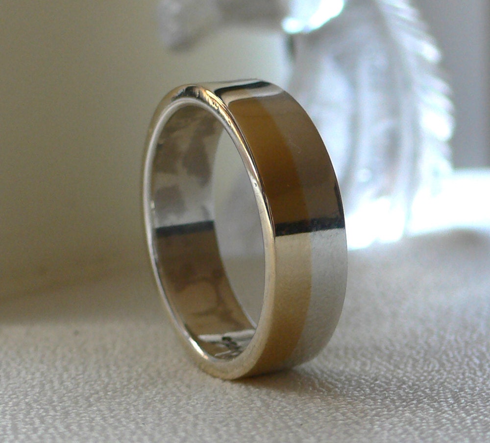 14 Karat Gold and Silver Wedding Band - His and Hers