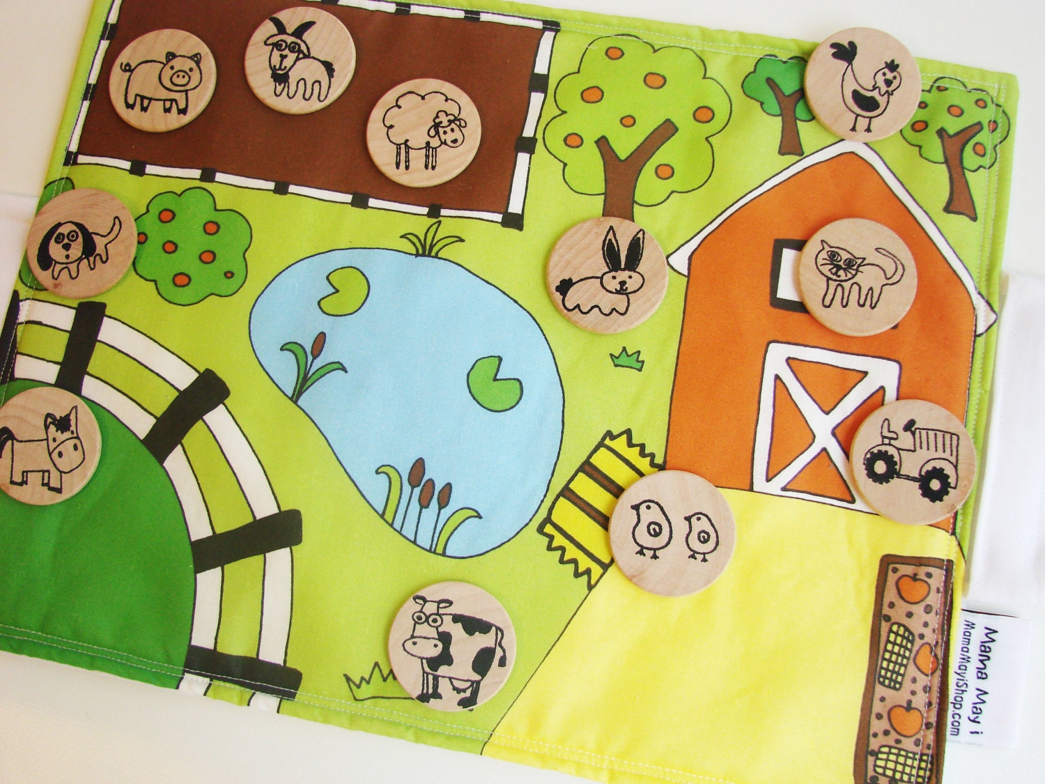 NEW - Flip Mat -  Farm Edition - a Portable, Pretend Play Game inspired by Montessori and Waldorf Philosophies