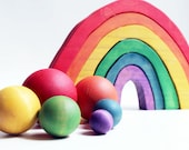Shoot for the Rainbow Play Set - a Montessori and Waldorf inspired Table Top Bowling and Croquet Game