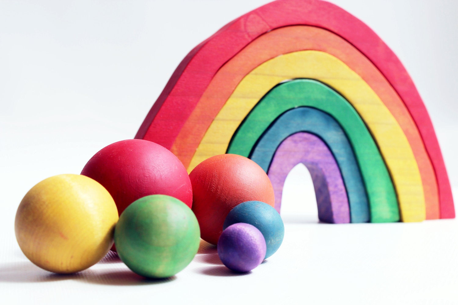 Shoot for the Rainbow Play Set - a Montessori and Waldorf inspired Table Top Bowling and Croquet Game