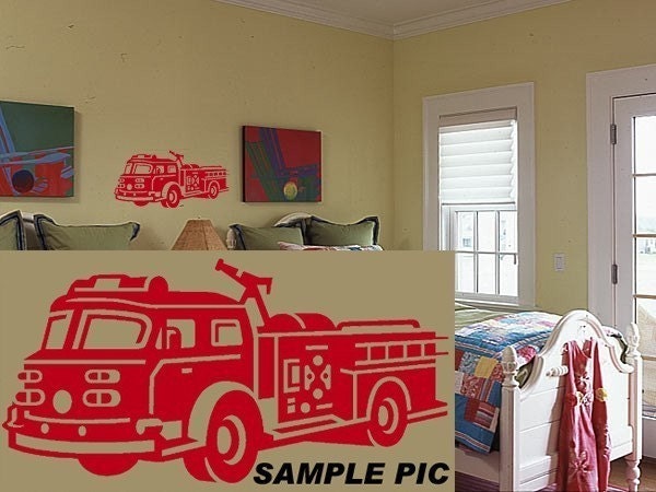 Vinyl wall art FIRE ENGINE TRUCK vinyl wall sticker decal baby kid nursery wall decor
