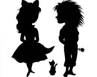 Nursery, Children's Art, Girl Art Print, Kids Rooms, Fox, Hedgehog, Art for Kids, Silhouette - An Odd Encounter 8x10 Print