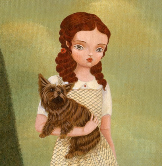 Children's Art, Girls Room Art, Girl Art Print, Poster, Fairytale Art, Decor, Cute, Kids Art - Wizard Of Oz - Dorothy & Toto 8x10 Print