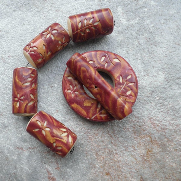 Spice Trail - Polymer Clay Beads and Toggle Clasp