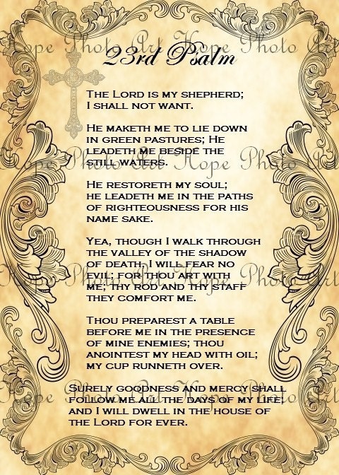 23rd Psalm 5x7 Digital Collage Sheet - printable art greeting cards paper supplies image transfer- U Print