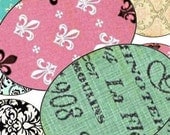 French Damask 3.5x2.5 Inch Ovals - rounds backgrounds tags stickers buttons buckles - U print 300dpi jpg sh179