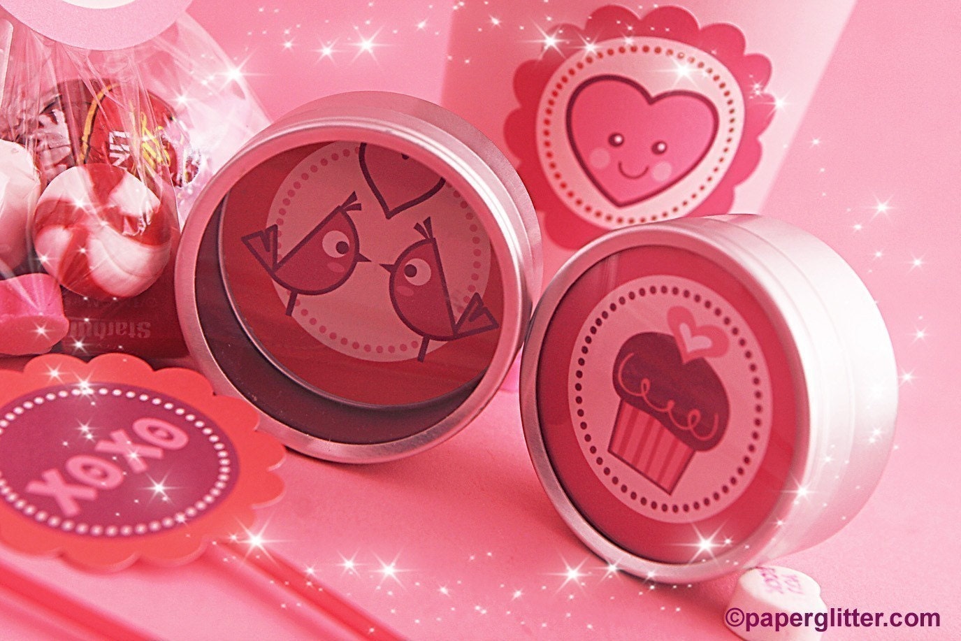 Valentine Circles for cupcake toppers or favor tags - Printable PDF from the Sweetheart Collection 0003