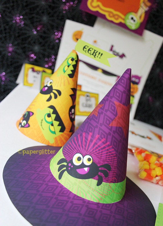 Halloween Printable Party Decoration Kawaii Kit - Editable Text Printable PDF-You type in the text to personalize. Complete Set 0011