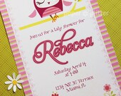 Owl Invitation for birthday or baby shower party for girl, Invite or Thank You Card Printable PDF or JPG