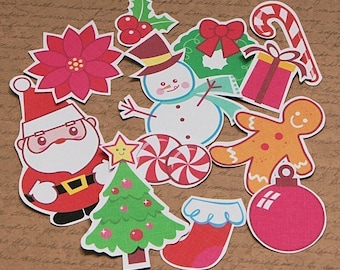 0080 Christmas Collage Scrapbooking Icons and cupcake toppers Sheet-Printable PDF