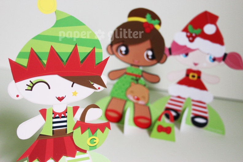 Paper Dolls for Christmas Holiday Season with coloring sheets 0086
