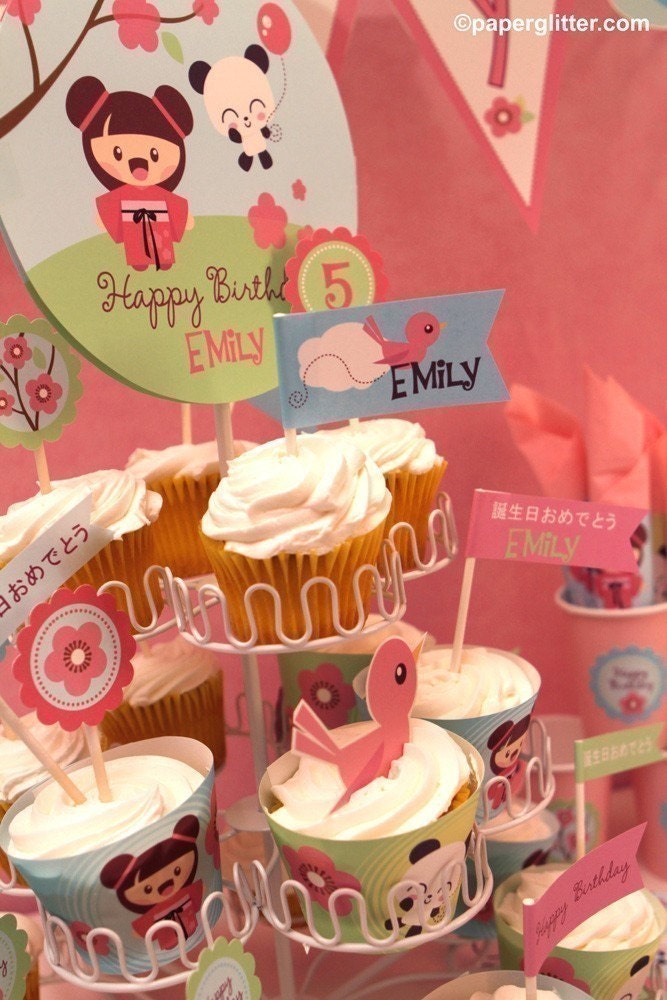 BIRTHDAY Japanese Kawaii Love DELUXE Personalized Party Kit-Printable pdf Complete Set