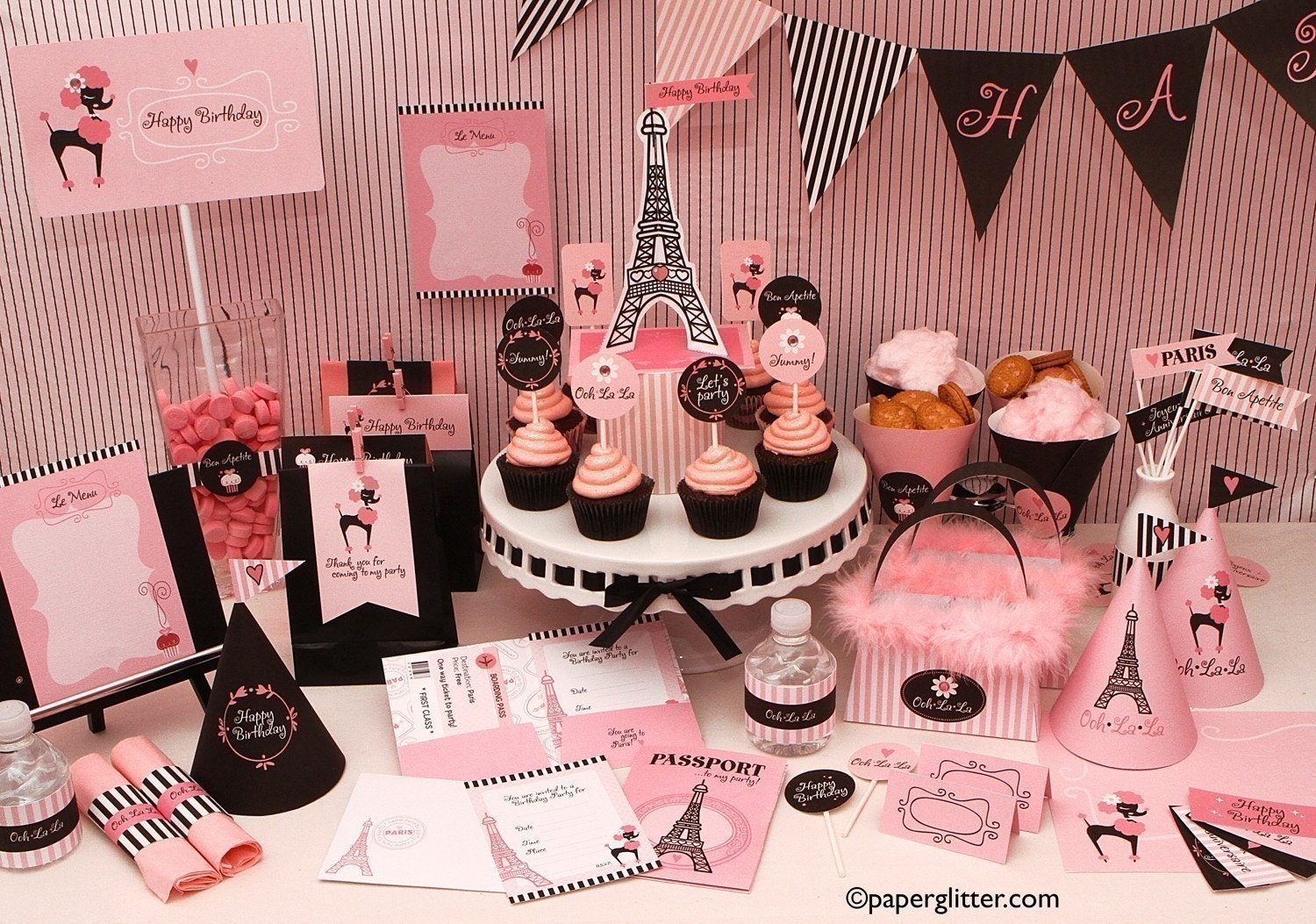 BIRTHDAY Paris Party Kit-Printable PDF