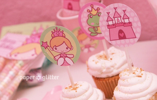 Princess Party Invitation and Kit, Printable Decoration Supplies for Birthday Girl - Printable Party Kit PDF Complete Set 0030