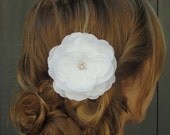 Silk Ivory Rose Rhinestone Bridal Comb - or CHOOSE Your Color