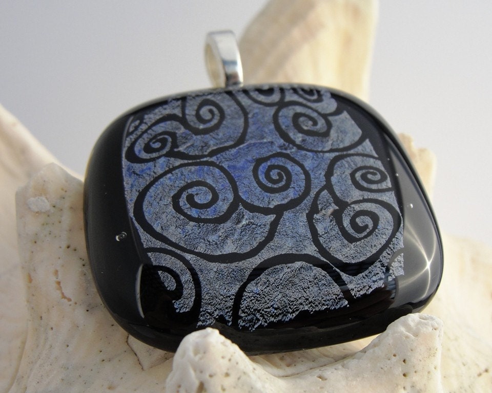Fused Glass Pendant - Sophisticated Swirls