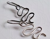 Hammered sterling silver wire snake, serpent earrings - handmade animal nature inspired jewelry