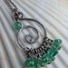 Hammered sterling silver spiral teal blue green faceted glass necklace - Holiday accessories - handmade jewelry