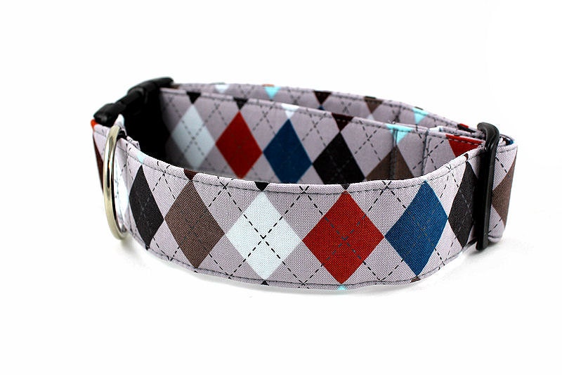 ON SALE Slate Argyle Dog Collar - The Oxford - XSmall