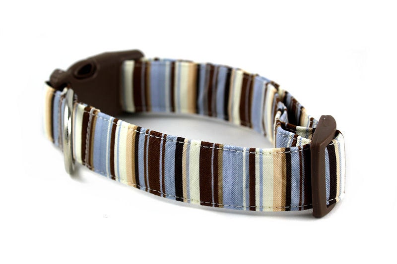 Striped Dog Collar and Bowtie Set - Mr. Bingley - Made to Order in Your Choice of Size