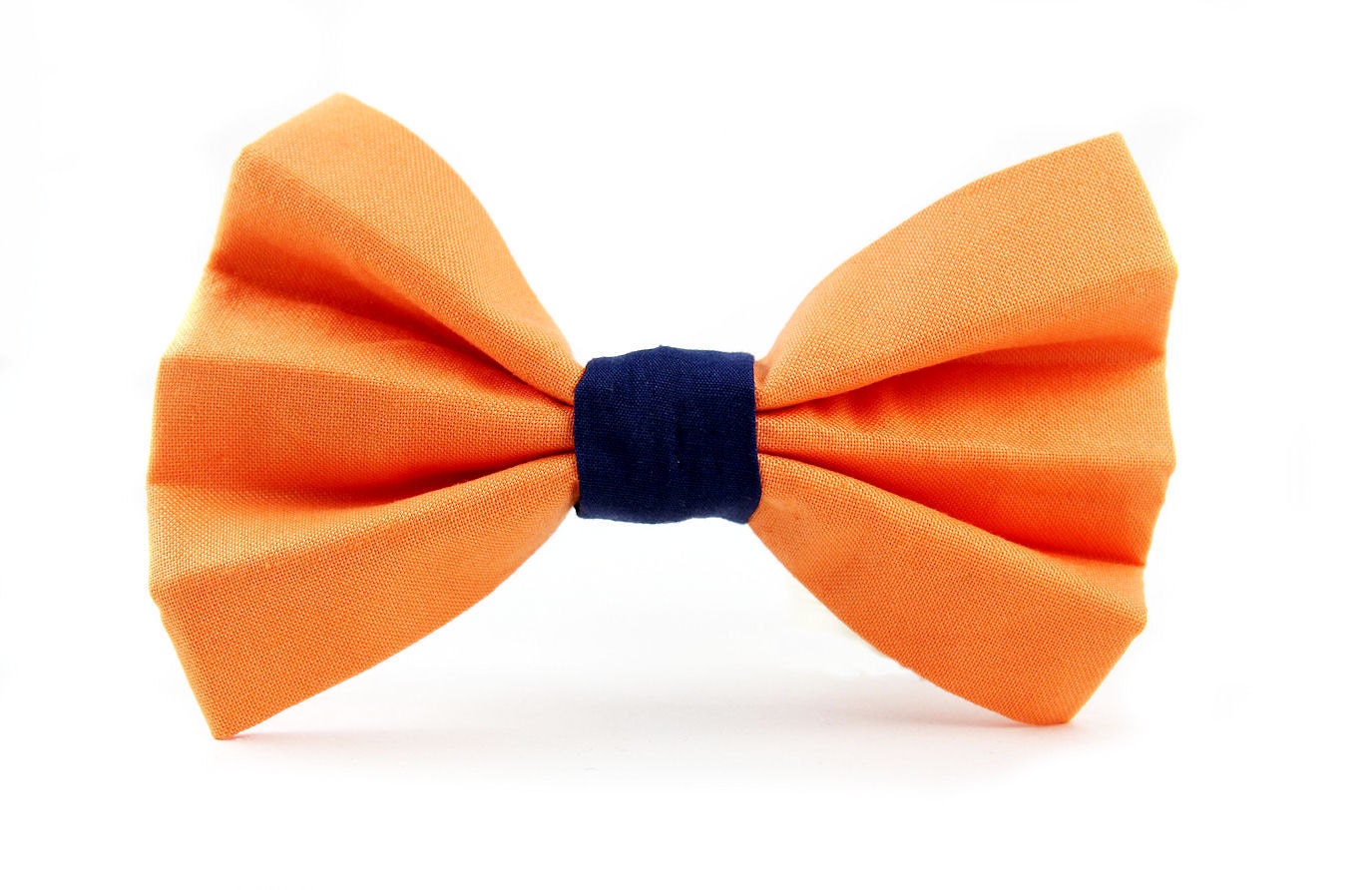 Dog Bow Tie in Tangerine and Navy, Bow Tie for Dogs and Weddings, Made to Order in Your Choice of Size