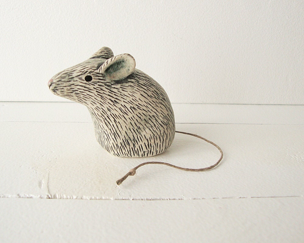 Clay Mouse Animal Sculpture Handmade Ceramic Art