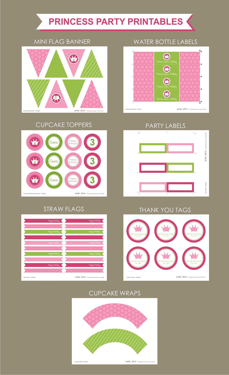 Princess - Printable birthday party collection