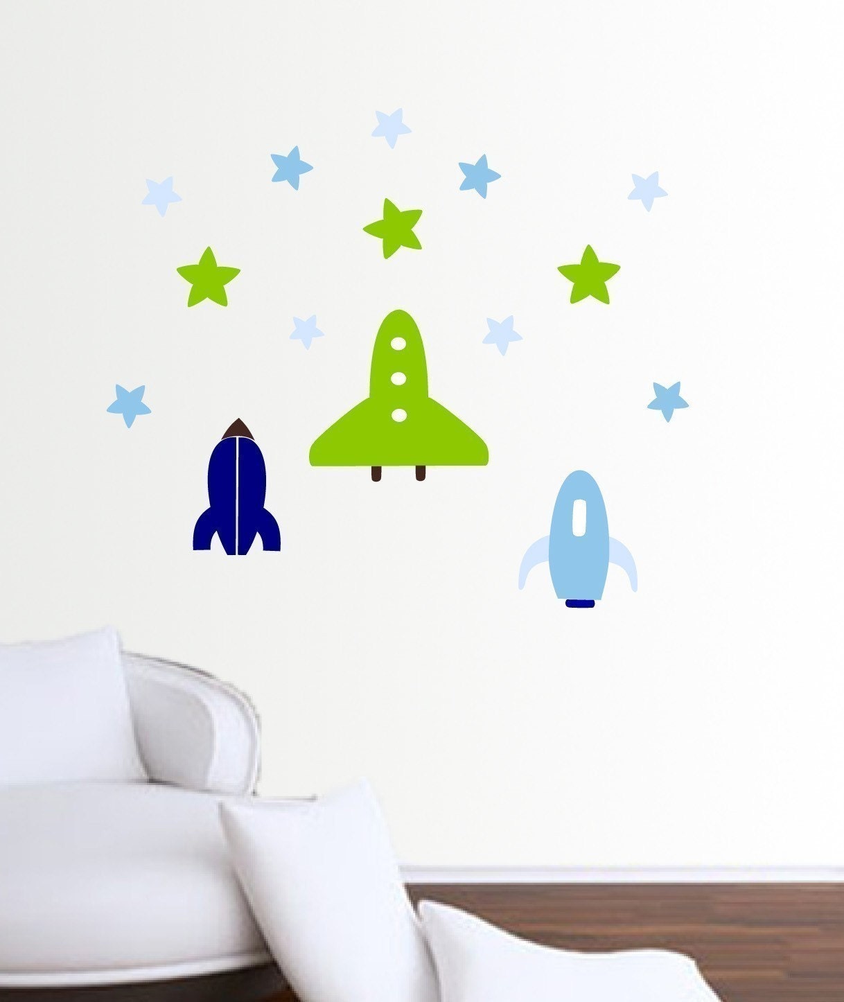 Spaceships and stars wall decals