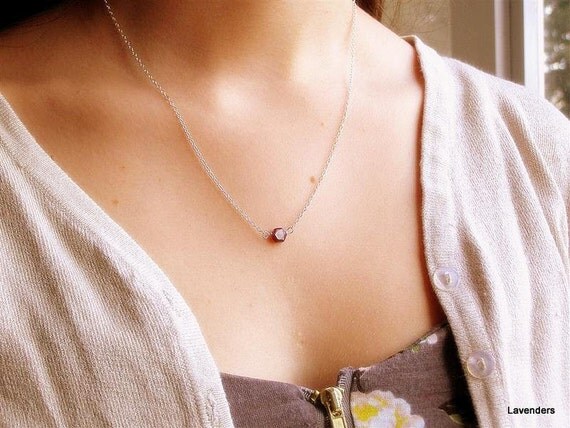 RESERVED for Roxannela ---- Garnet Necklace , Sterling Silver , Small Hexgon , Simple Everyday Necklace , Geometric Jewelry