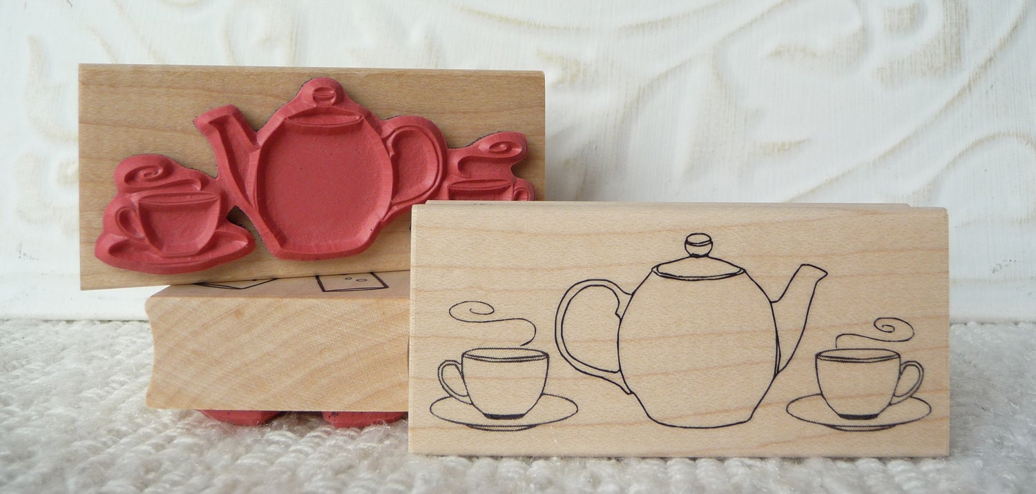 Tea for Two rubber stamp from oldislandstamps