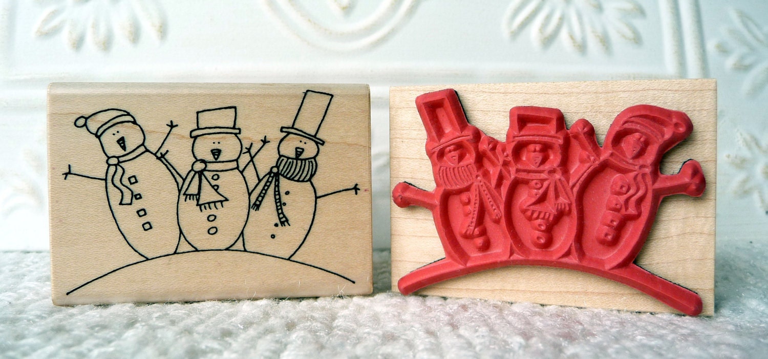 Three Snowmen rubber stamp from oldislandstamps