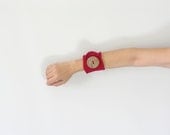Crochet Cuff  Red Bracelet Wristlet - callmemimi