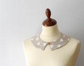 PeterPan Collar  Detachable Polka dot and Heart Neutral Color - callmemimi