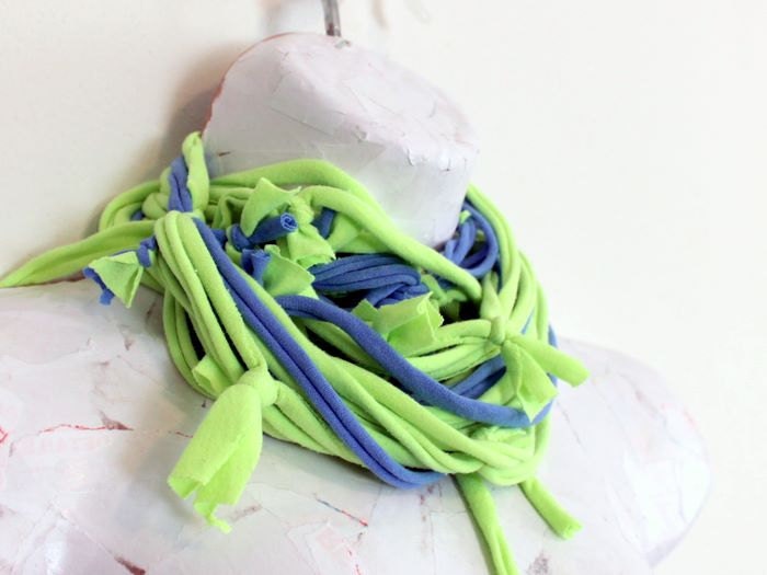 Neon Green Summer Necklace Scarf Sky Blue Eco Friendly Textile Neckwear Fabric Necklace
