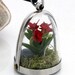 Orchid cloche terrarium pendant- Wild woodland dome locket with realistic red miniature polymer clay orchid, pebble and reindeer moss
