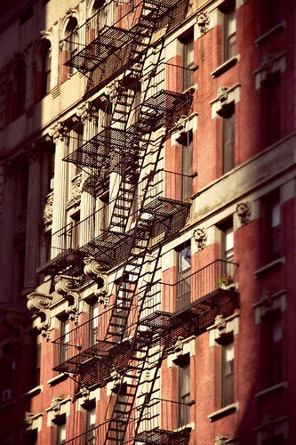 NYC Magical Afternoon Light - 8x12 Fine Art Photography Print - urban NewYork city architecture photograph pink red