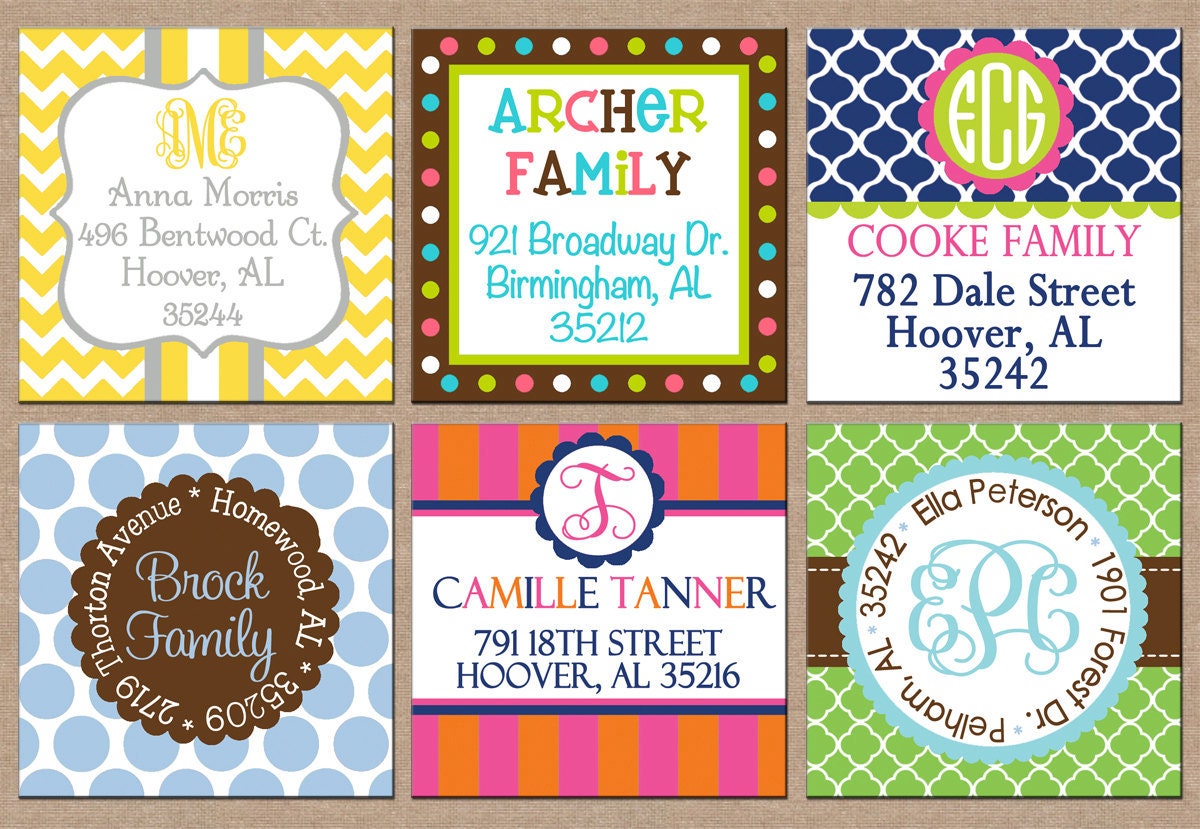36 Square Personalized All Occasion / Adult / Family Return Address Labels / Stickers - ONE DESIGN
