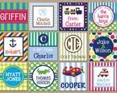 24 Square Personalized Boy Enclosure Cards or Gift Stickers - Choose ONE DESIGN