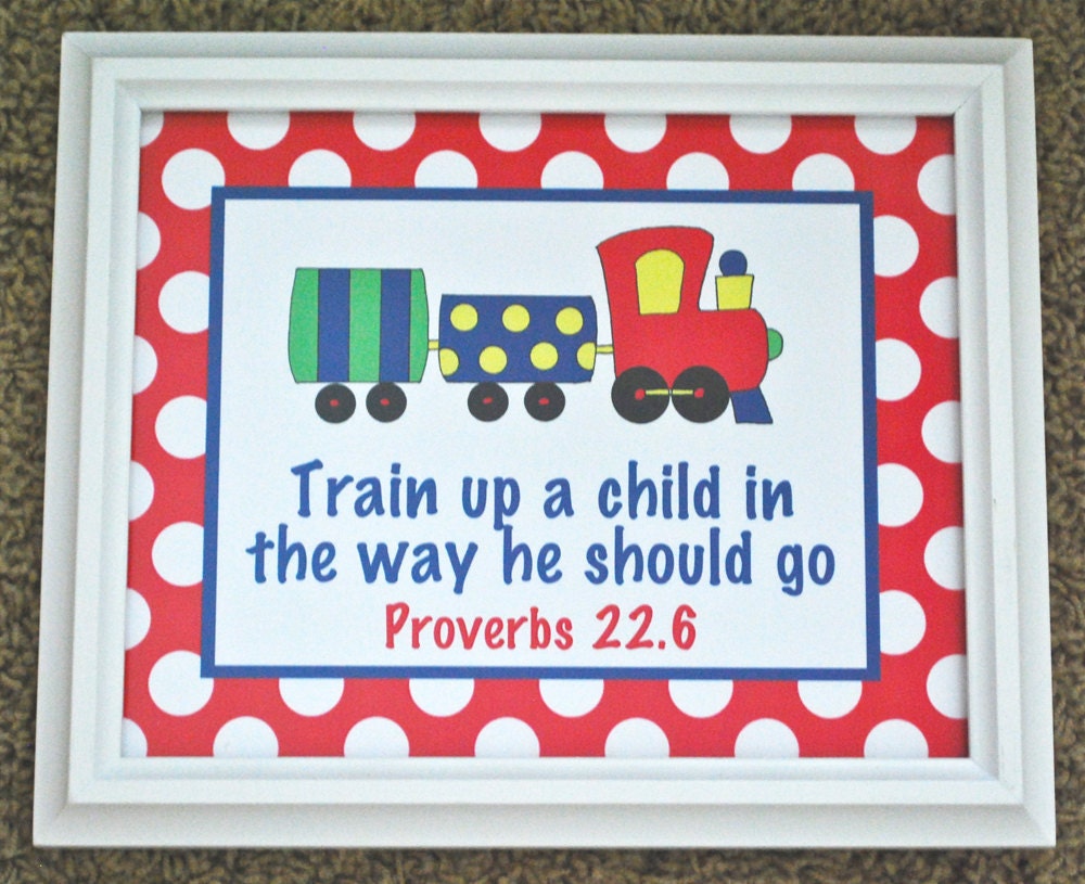 Boy 8x10 Art Print with Bible Verse for Bedroom  Nursery  Bathroom Playroom - Design your own