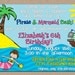 12 Personalized and Printed Boy or Girl Mermaid and Pirate Invitations with envelopes
