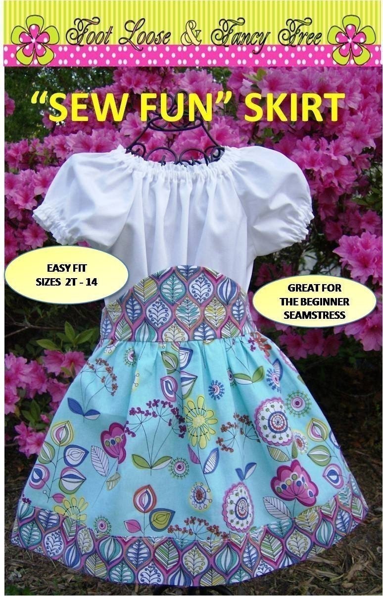 SEW FUN  Skirt Pattern -  Child 2t-14 - Easy PDF Sewing Pattern Handmade Clothing - Instant Download