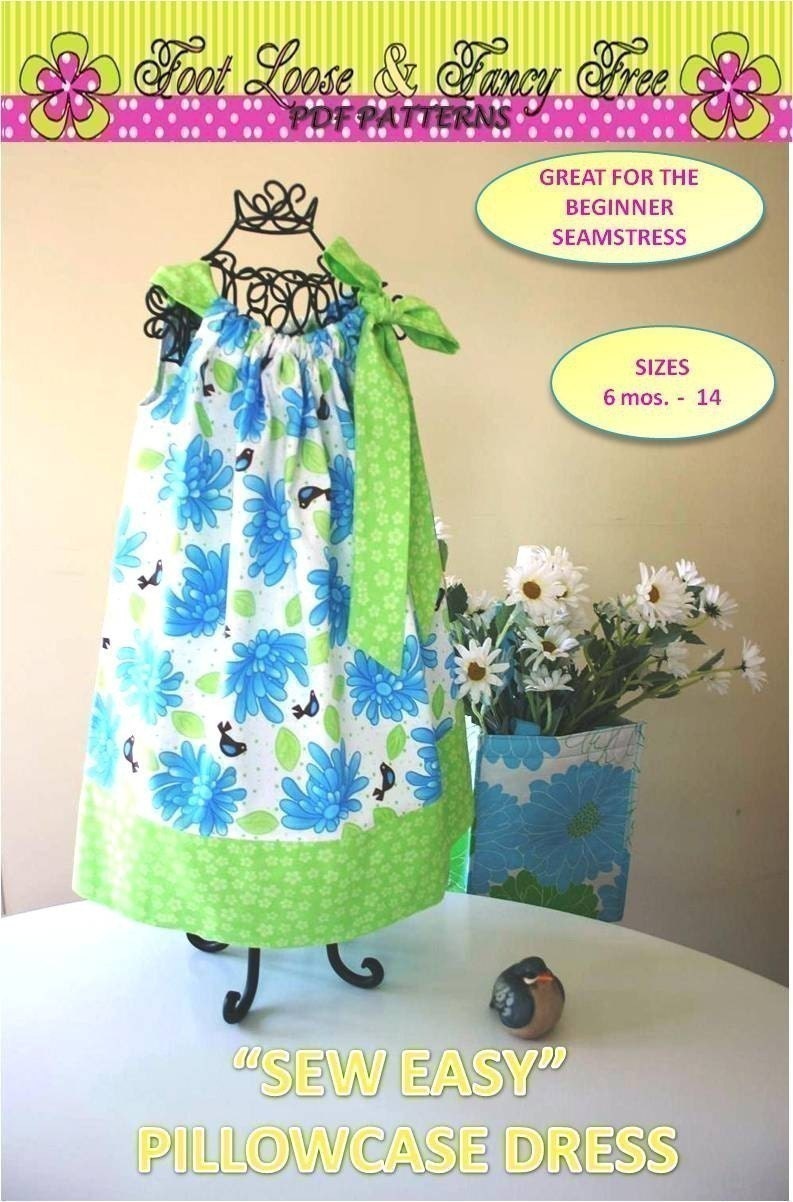 Sew Easy Pillowcase Dress Pattern - Size 6 mos baby -14 child - PDF Sewing Pattern by FootLooseFancyFree on Etsy